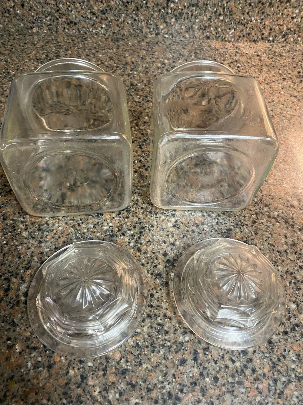 Anchor Hocking Clear Glass Square Pantry Jars with Decorative Lids - Set of 2